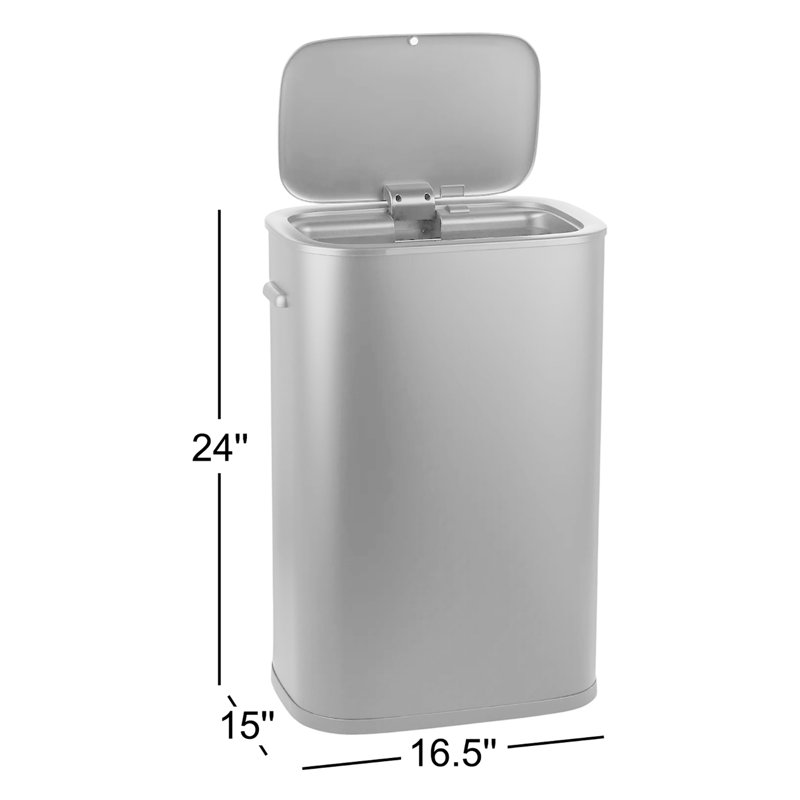 Poubelle automatique avec capteur de mouvement 14,5 en acier inoxydable, Noir