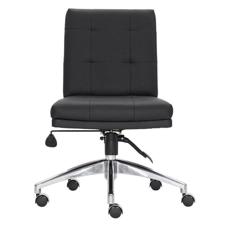 Stevenson Transitional Black Leather Swivel Task Chair