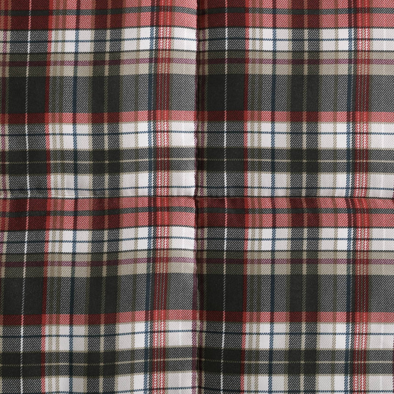 Textured Plaid Eddie Bauer Red Reversible Microsuede Comforter Set, Full/Queen Comforter + 2 Standard Shams