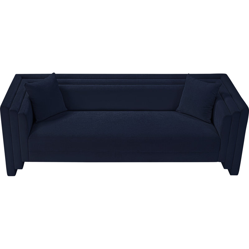 Helmer Chenille Fabric Sofa, Tissu chenille bleu marine