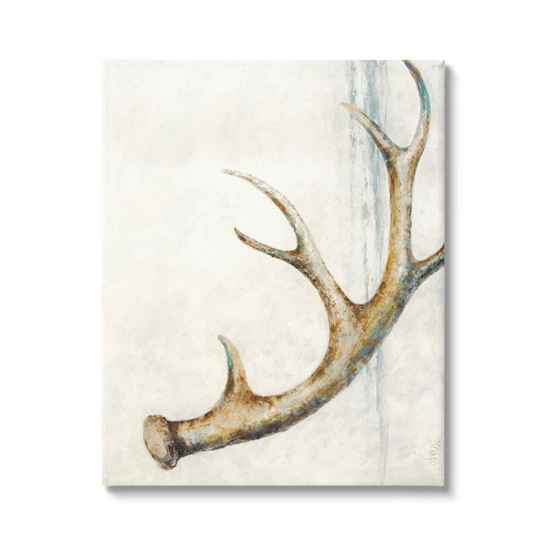 Abstract Deer Antler Design Blue Accents Canvas Wall Art, 24 x 30