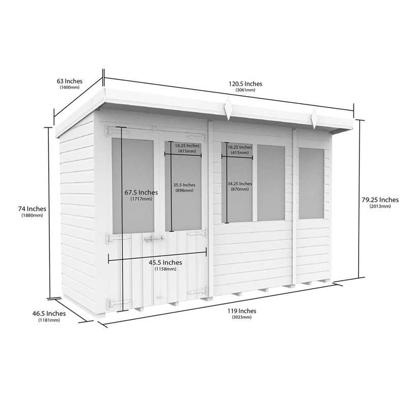 Pent Summer House, 10ft x 4ft
