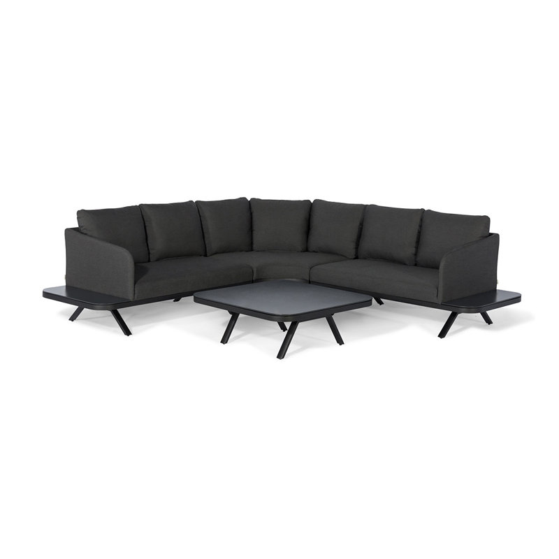 Wilsen Outdoor Fabric Cove Corner Sofa Group, Black, Charcoal