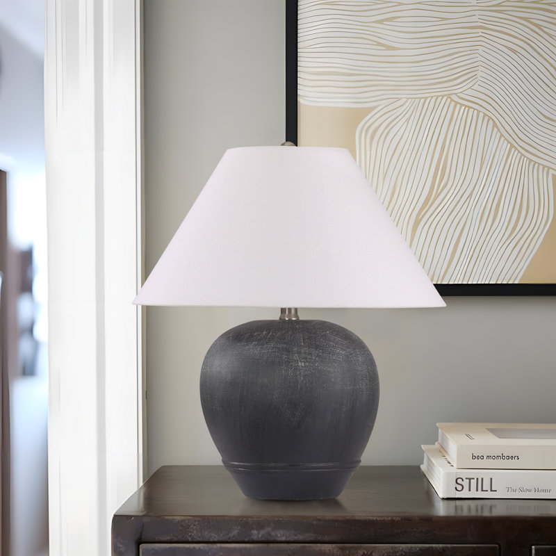 Ceramic Table Lamp, Shad Black, 55cm H x 45.7cm W x 45.7cm D