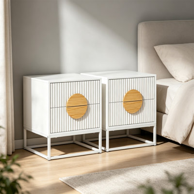 Set of 2 Mid Century Modern Nightstand