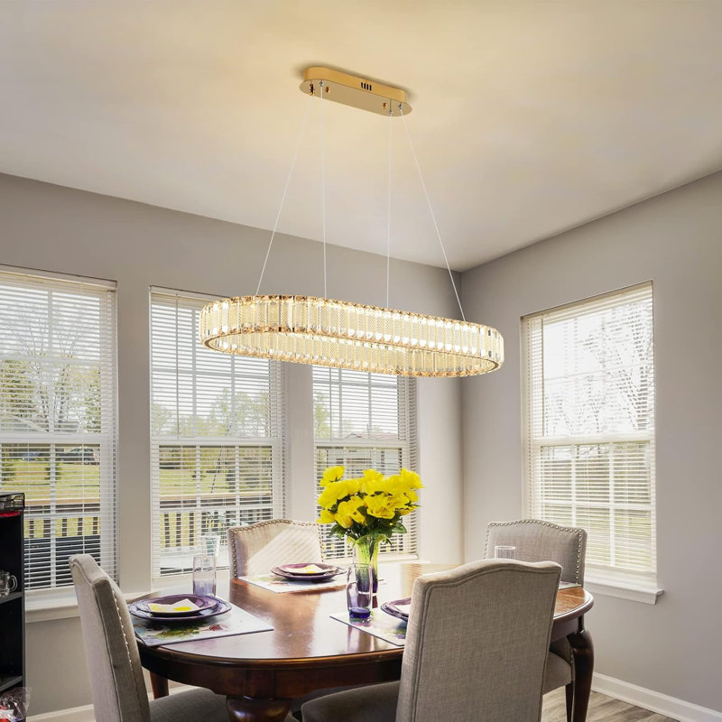 Luminaire de lustre en cristal doré moderne pour salle à manger 