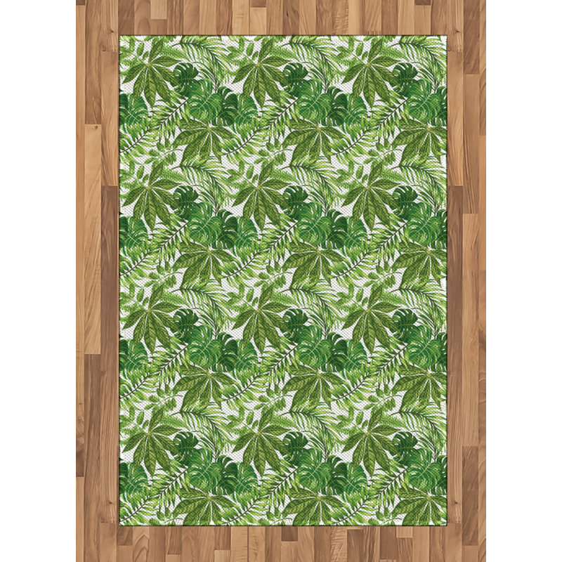Tapis décoratif à haute densité en fibres de polyester Palm Leaf, Rectangle— 4 pi x 5 pi 8 po
