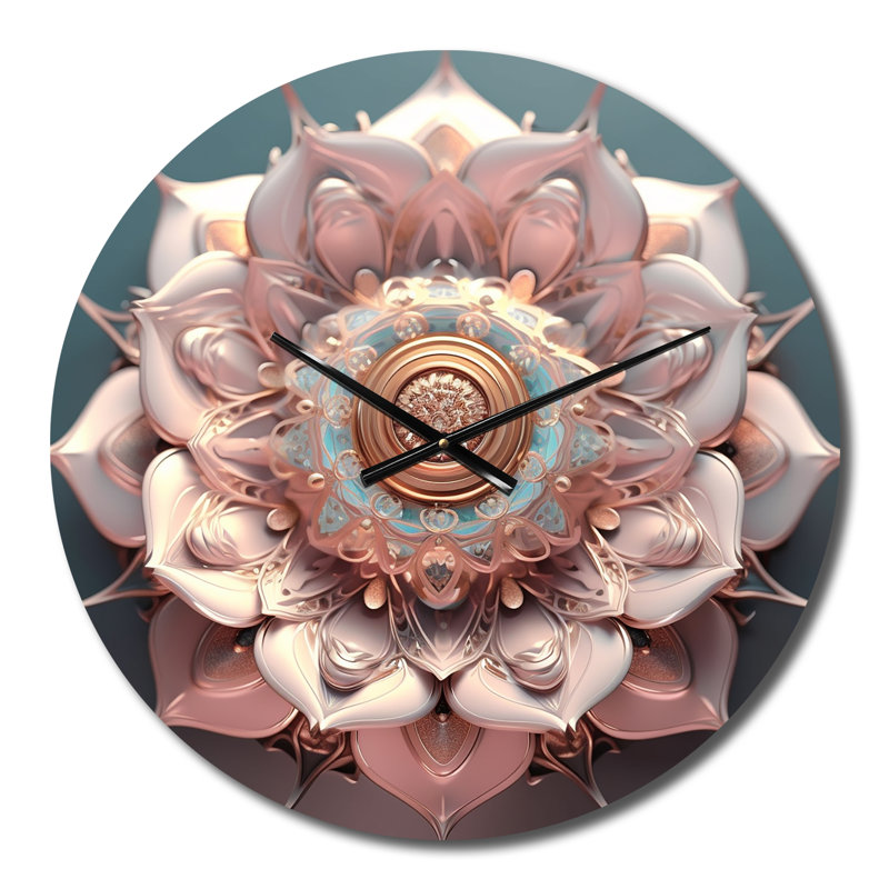 Horloge murale exquise en or rose Lotus Mandala IV, Petit