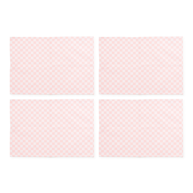 Flax Check Placemat, Set Of 4, Pink