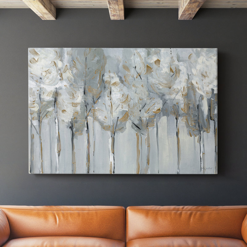 Ligne d'arbre argentée et dorée - Cavas enveloppés de galerie, H 18 po x l 27 po