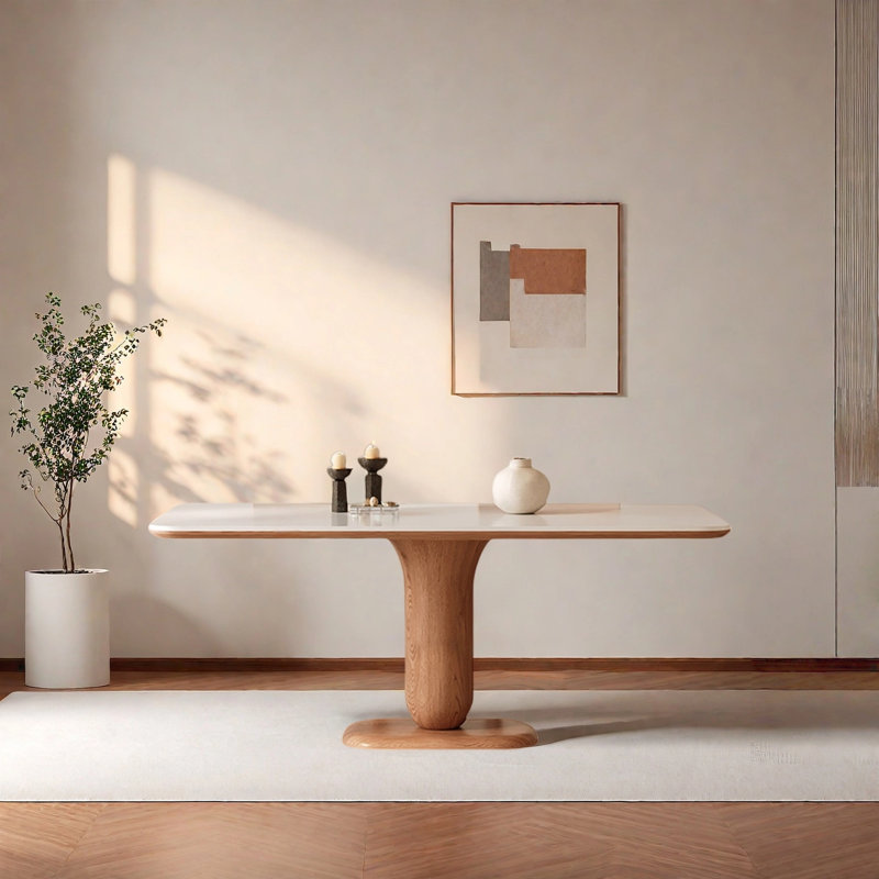 Simple and elegant rock plate dining table, 29.52"H x 70.86"L x 35.43"W