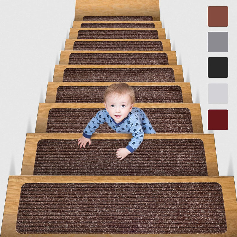 Tapis d'escalier antidérapant Brevin, Brun