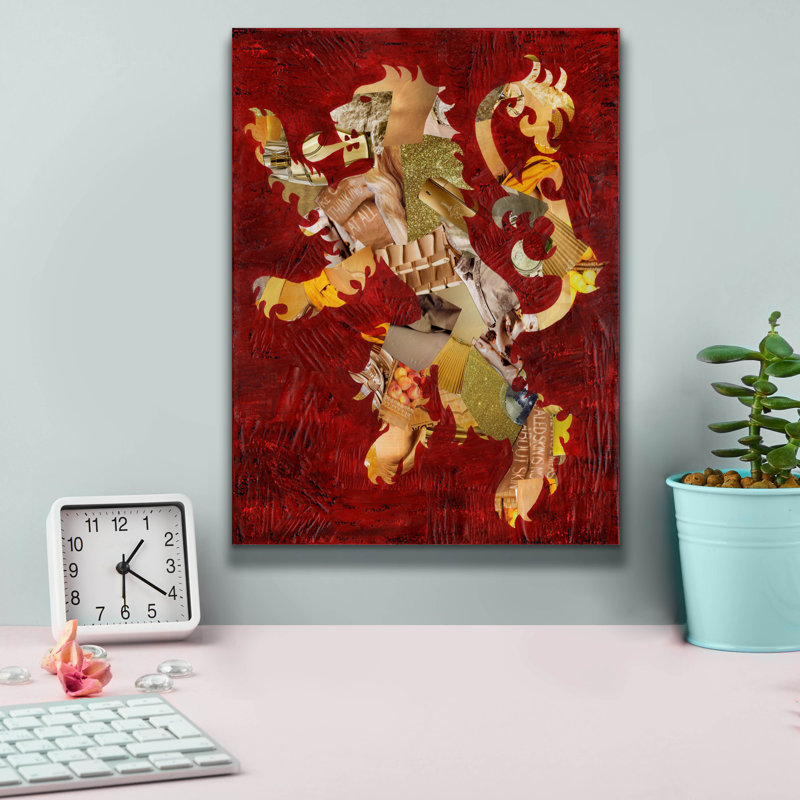 «Lion Crest» par Artpoptart, art mural sur toile, H 16 po x l 12 po x P 0,75 po