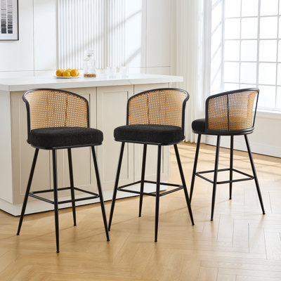 Cane Back Upholstered Counter & Bar Stool