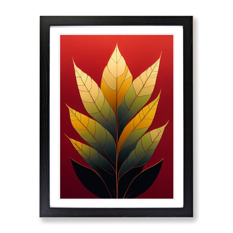 A Pleasant Leaf - Wall Art, Black Framed, 66cm H x 48cm W x 2cm D, White