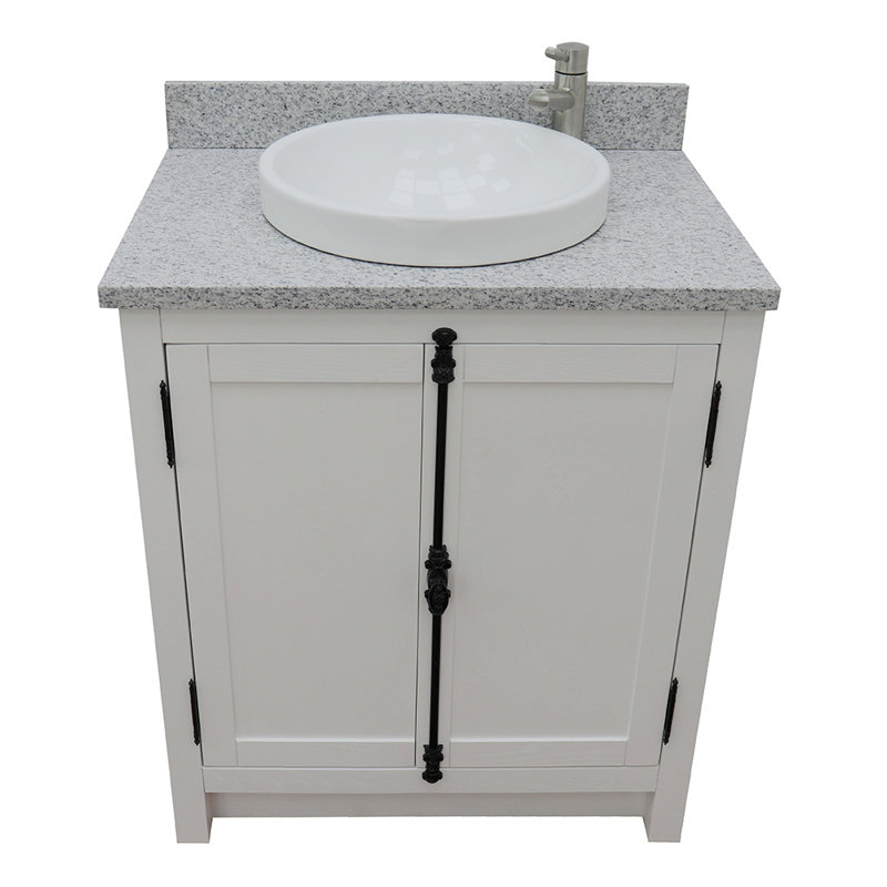 Ziemer 31'' Single Bathroom Vanity with Top, Glacier Ash, Gray Granite