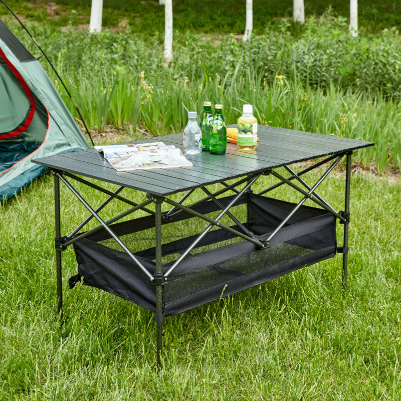 1-Piece Folding Outdoor Table With Carrying Bag,Aluminum Roll-Up Rectangular Table