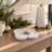 Roch 8" Dyer White Marble Trinket Tray, Flower Shape, 1"H - 8" x 8" x 1"