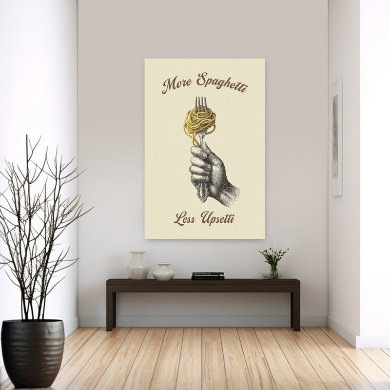 «More Spaghetti Less Upsetti», art mural rétro rustique rétro, H 60 po x l 40 po
