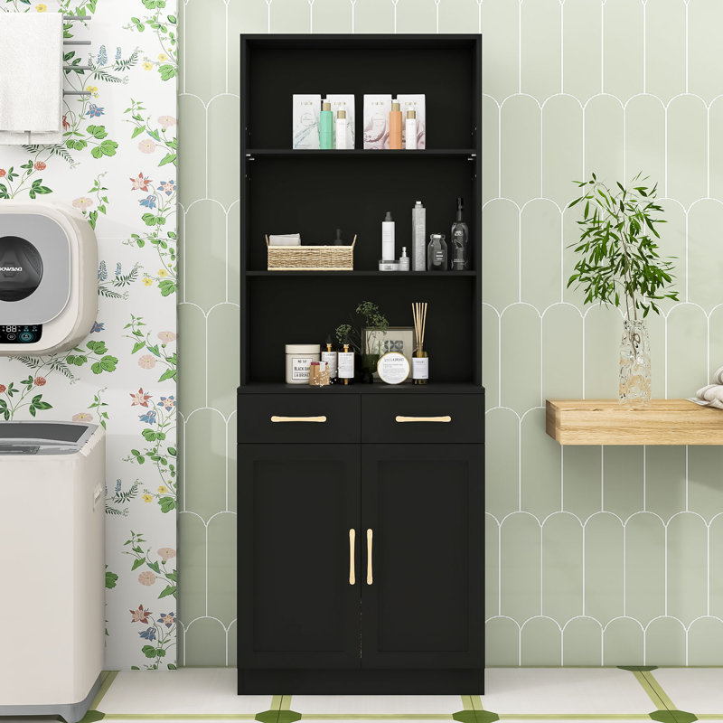 Elegant Multifunctional MDF Storage Cabinet, Black