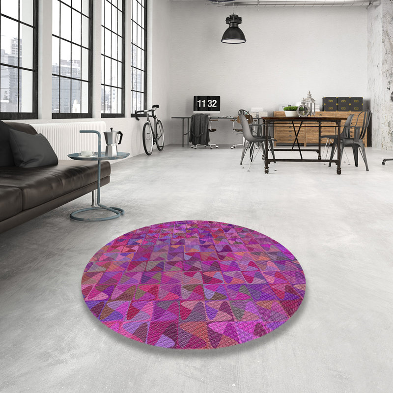 Tapis rose/rouge à motifs Framingham, Rond 6 pi
