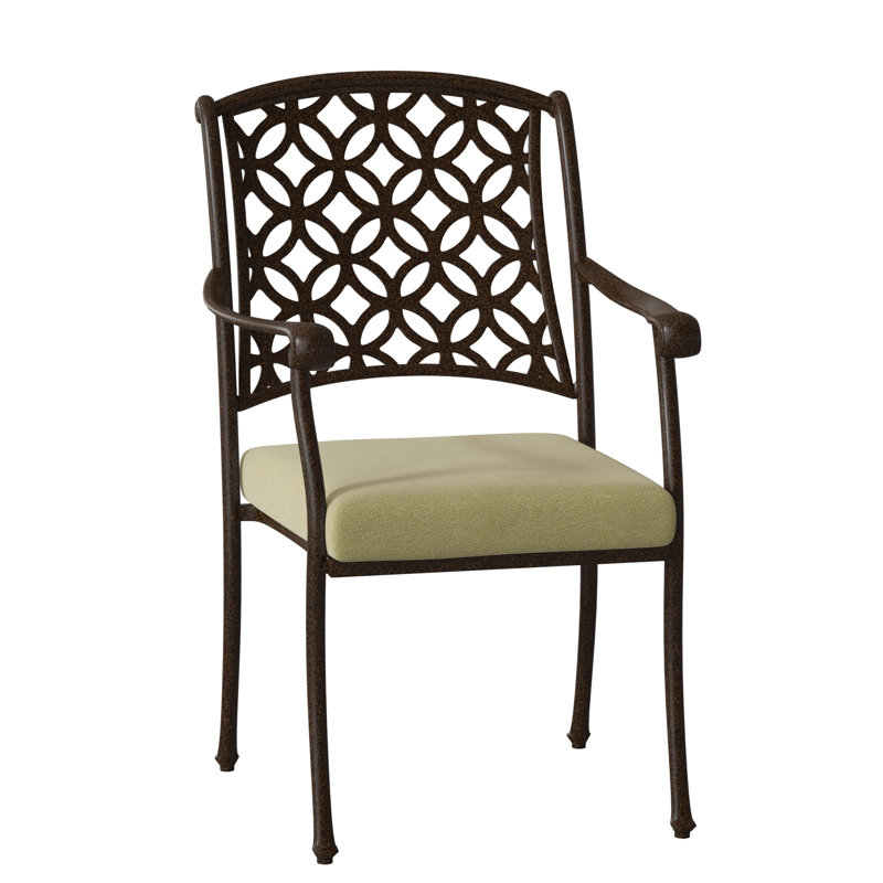 Fauteuil de patio empilable avec coussin Casa, Toile toile Sunbrella® Bird's Eye, Brun châtaigne