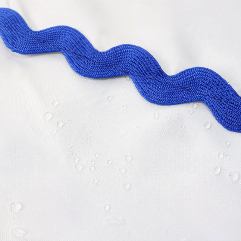 Rideau de douche en tissu tissé festonné, Bleu