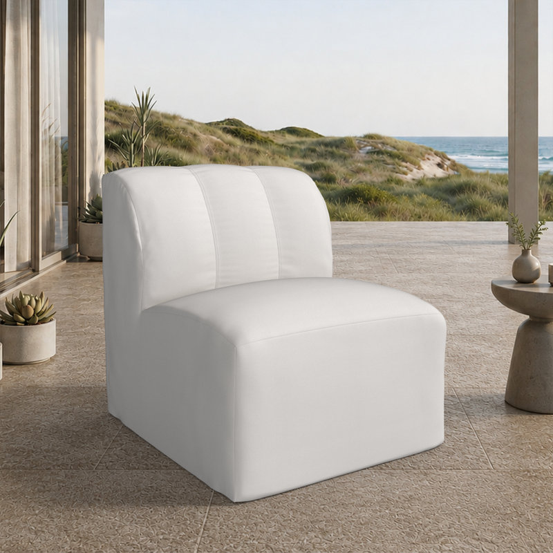 Méridienne rembourrée avec tissu Sunbrella Praia, Sunbrella® toile naturelle