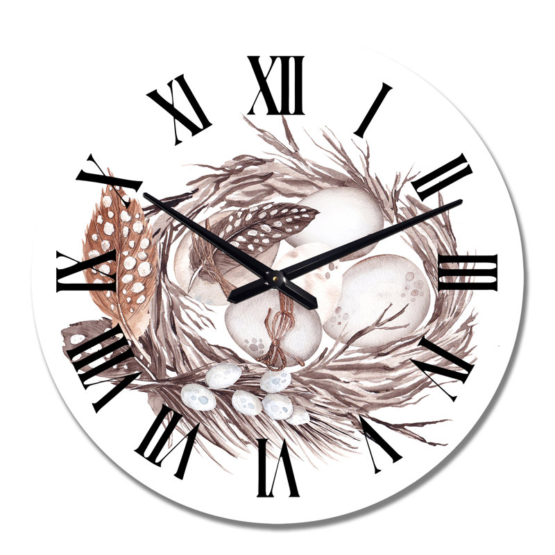 Easter Bouquet with Willows and Feathers II - Traditional Wall Clock, Large