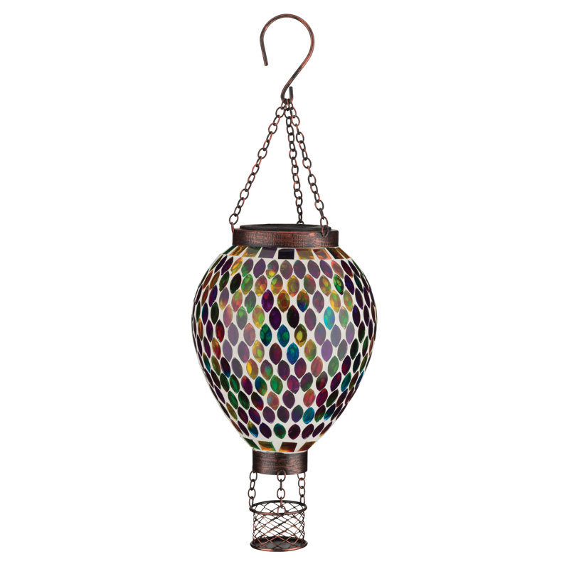 Multicolor Mosaic Glass Hanging Solar Lantern