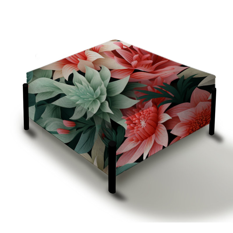 Tropic Coral - motif tropical - grand repose-pieds carré tropical