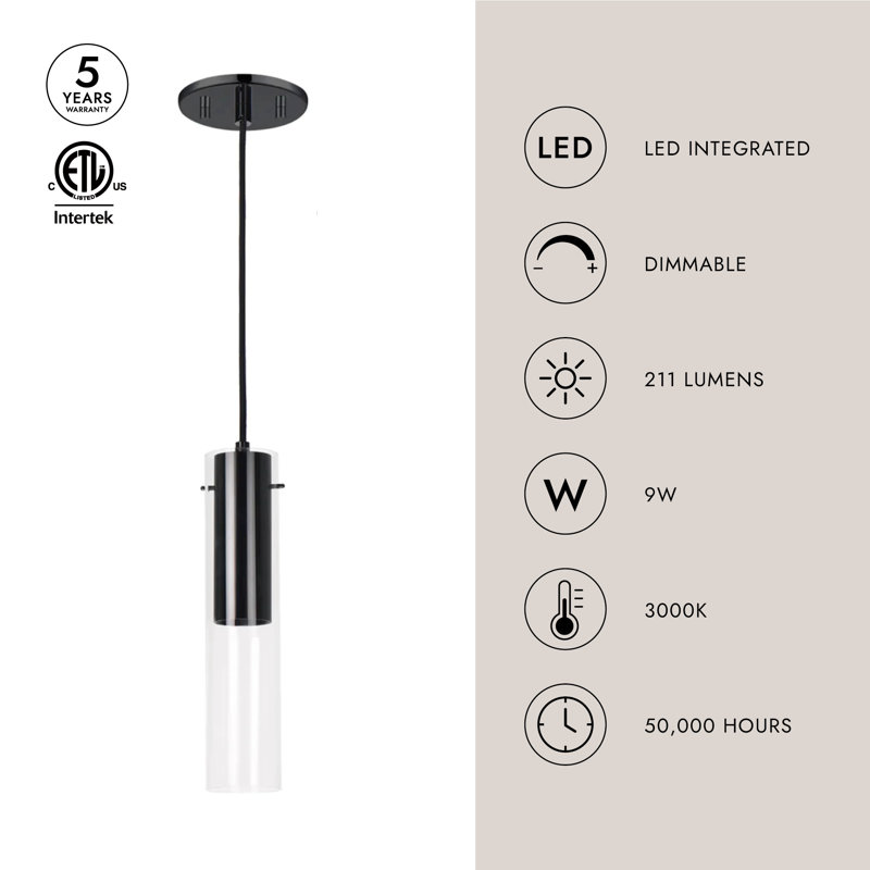 Lena 1 - Light LED Pendant, Chrome