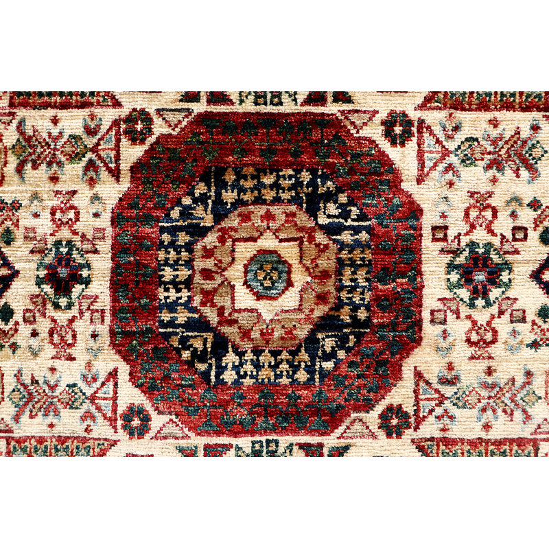Aryana Hand-Knotted High-Quality Ivory/Red/Navy/Green Runner