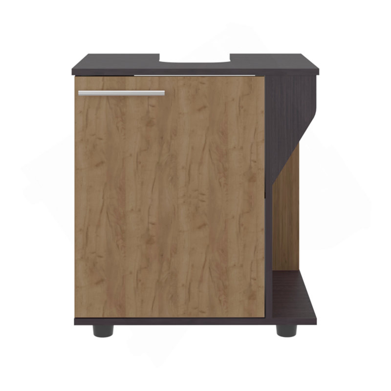 Under Sink Cabinet, Double Door Storage With Open Back For Pipes, Wide Unit, Freestanding Cabinet, Black