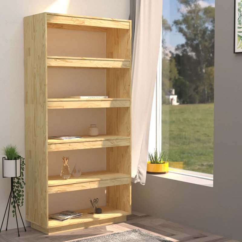 Gaizka 167cm H Solid Wood Etagere Bookcase, Brown, 167cm H x 60cm W x 35cm D