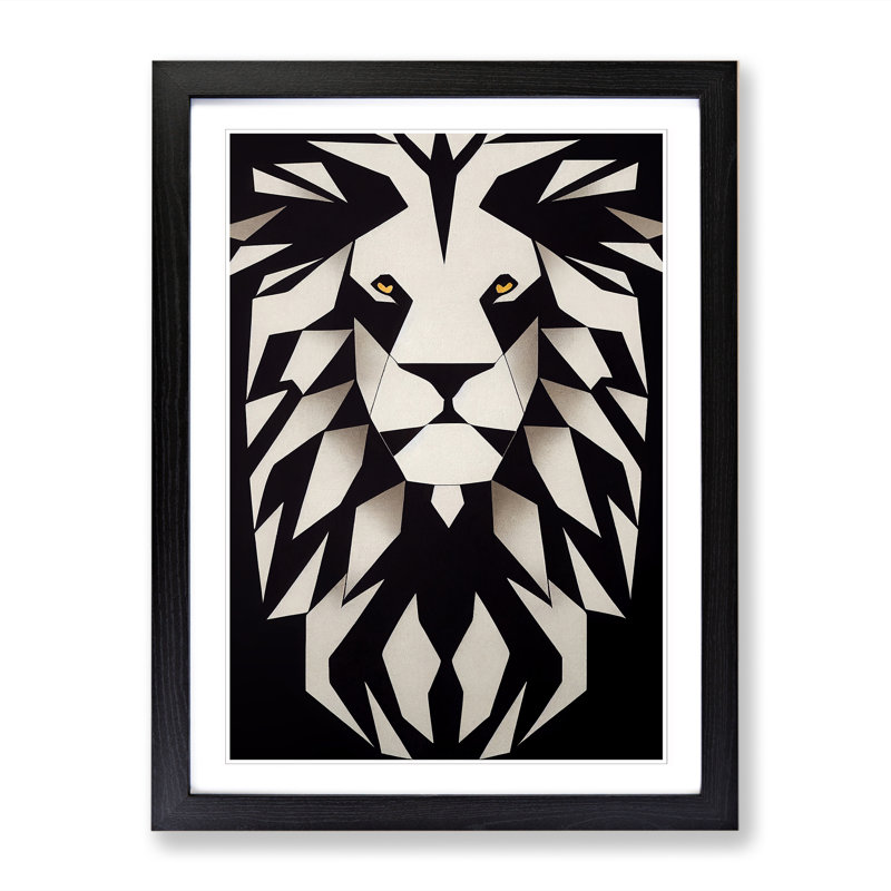 Lion Pattern - Single Picture Frame Print, 34cm H x 25cm W x 2cm D, Black