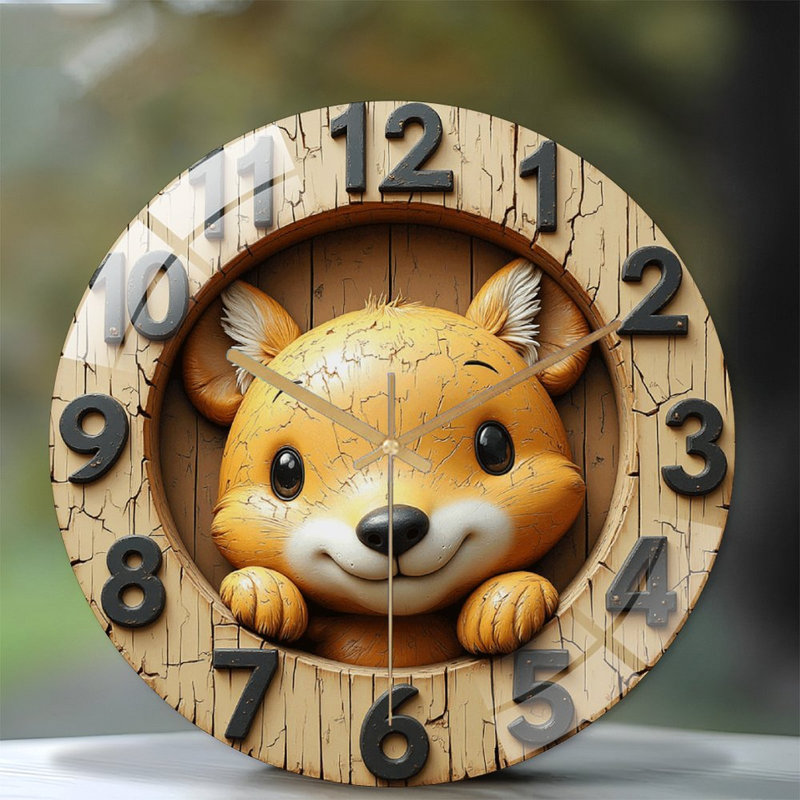 Horloge murale décorative mignonne Fox