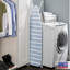 Planche à repasser à hauteur réglable à 4 pattes avec plateau perforé Seymour Home Products à rayures bleues