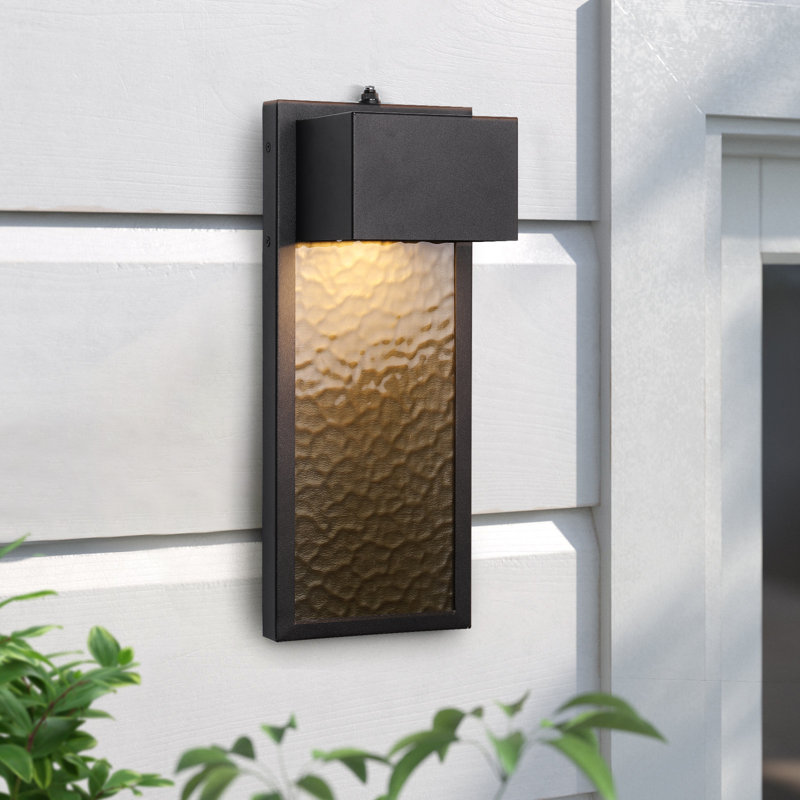 Desara 15.7" H Aluminum Outdoor LED Flush Mount Wall Sconce with Dusk to Dawn