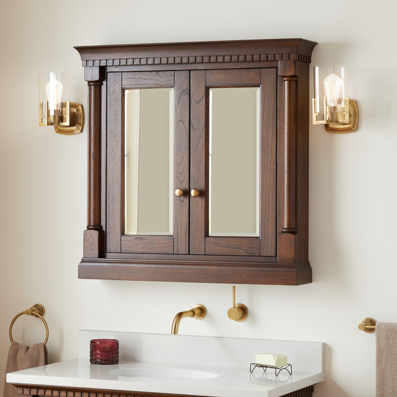 Claudia 34" Framed Double Door Medicine Cabinet, Antique Coffee