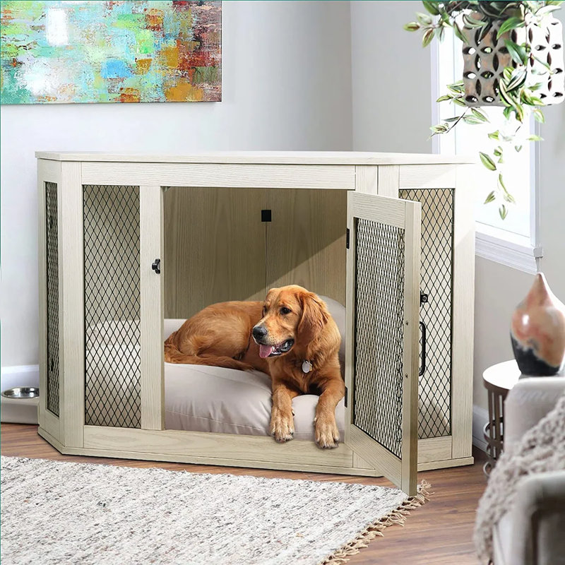 Caisse pour chien Bromborough, Blanc, H 29,1 po x l 52 po x P 27,6 po