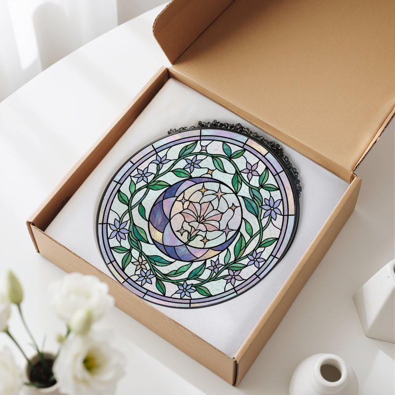 Vitrail Floral Moon, 7.8"H