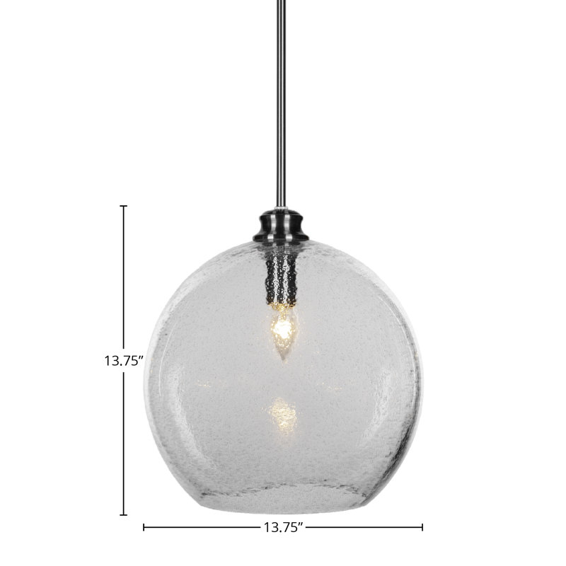 Luminaire suspendu Giard, Nickel brossé, Bulles / fumée, H 13,75 po x l 13,25 po x P 13,25 po