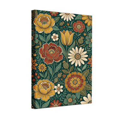 Motif floral de plantes et de fleurs aux couleurs vives et aux feuilles