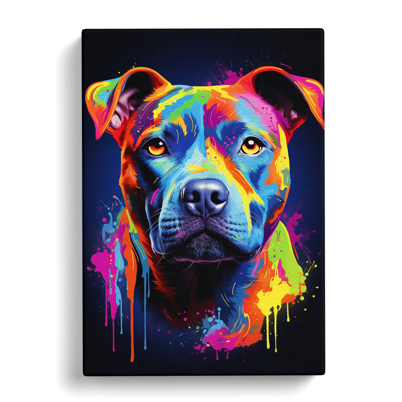 Staffordshire Bull Terrier Colour Field - Wrapped Canvas, 60cm H x 40cm W x 3cm D