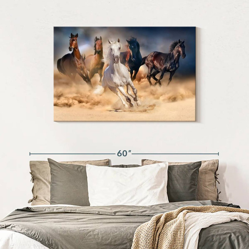 Brampt Sprinting Arab Horses, 30" H x 45" W