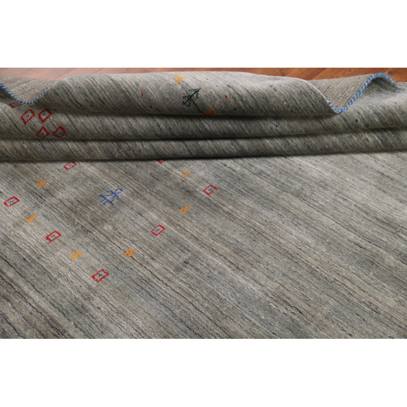 Tapis gris / vert Gabbeh 8 x 10