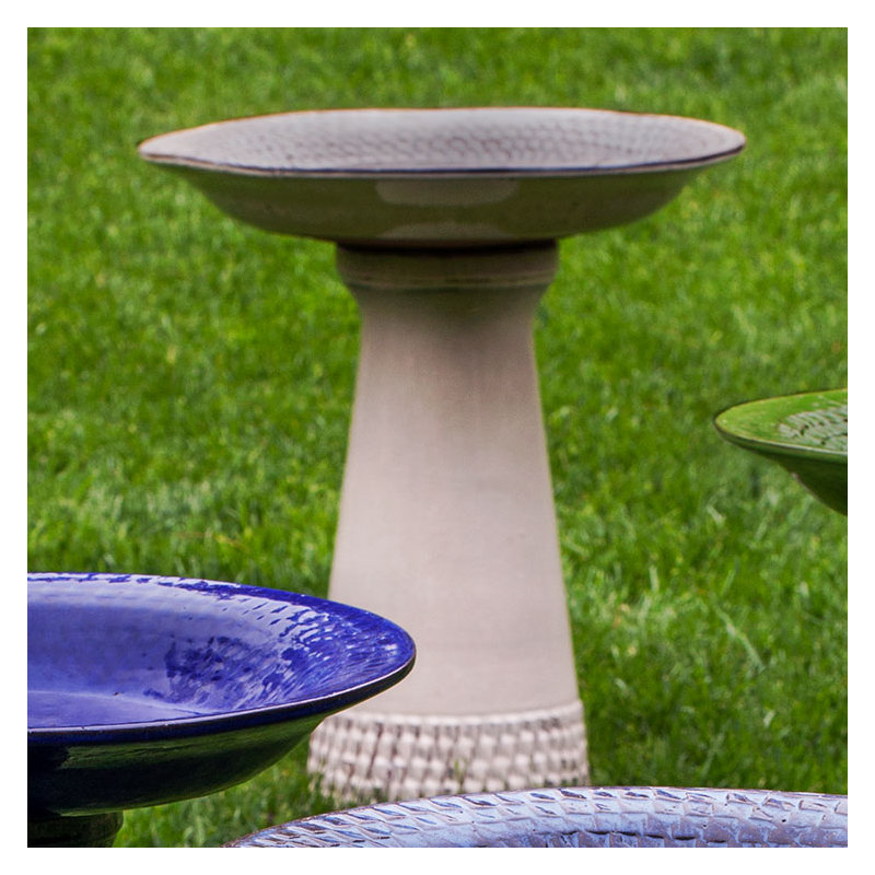 Tattersall Glazed Birdbath, Cream