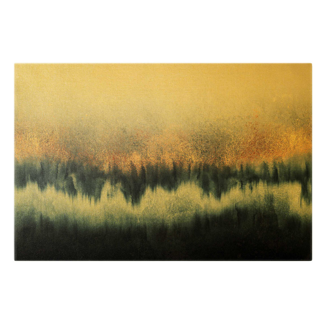 Leinwandbild - Goldener Horizont Aquarell