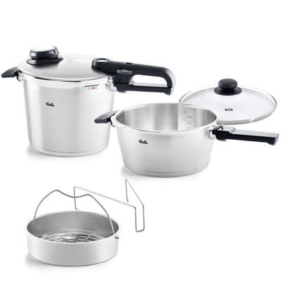 Vitavit Premium Pressure Cooker Set, 3.7 Quart and 6.3 Quart with Glass Lid